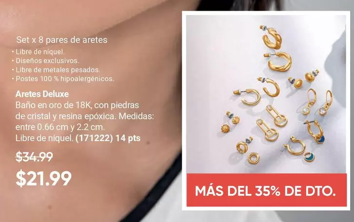 Set x 8 pares de aretes, Aretes Deluxe