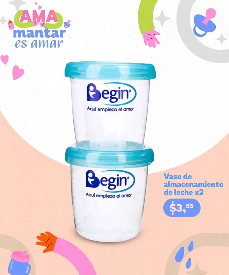 Amor - Vaso de almacenamiento de leche x2