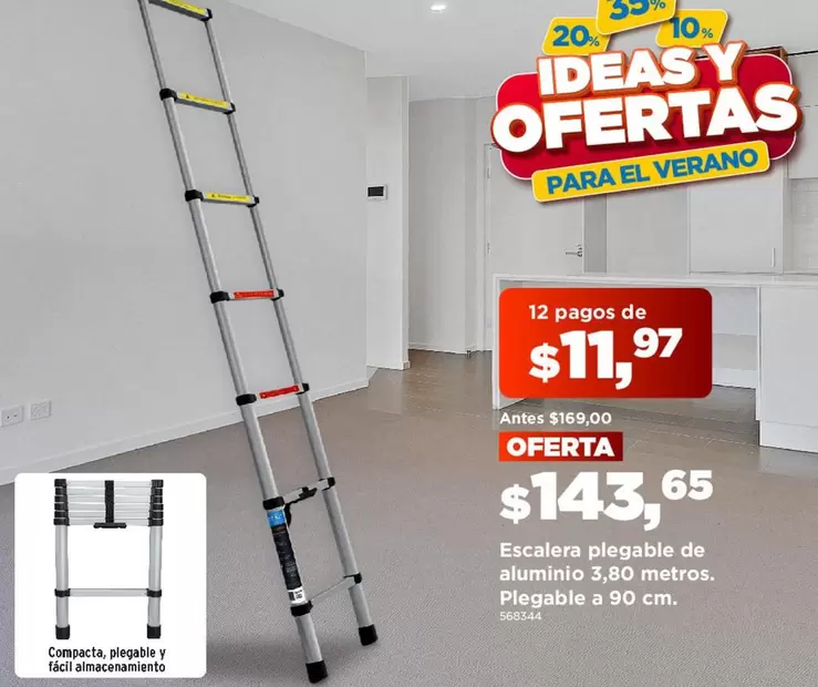 Escalera plegable de aluminio 3,80 metros