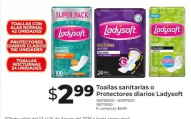 Toallas sanitarias o Protectores diarios