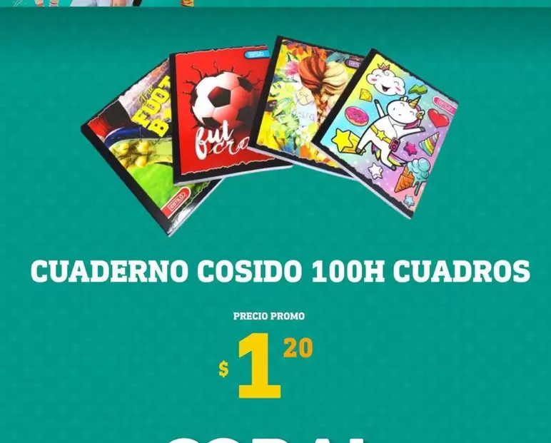 CUADERNO COSIDO 100H CUADROS