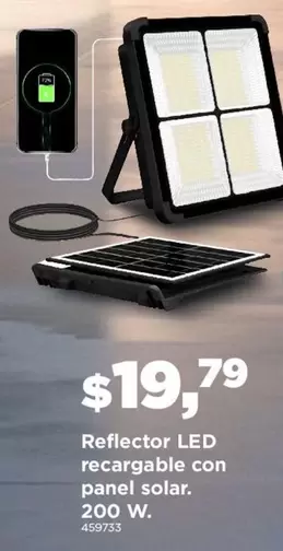 Reflector LED recargable con panel solar.