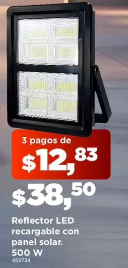 Reflector LED recargable con panel solar. 500 W