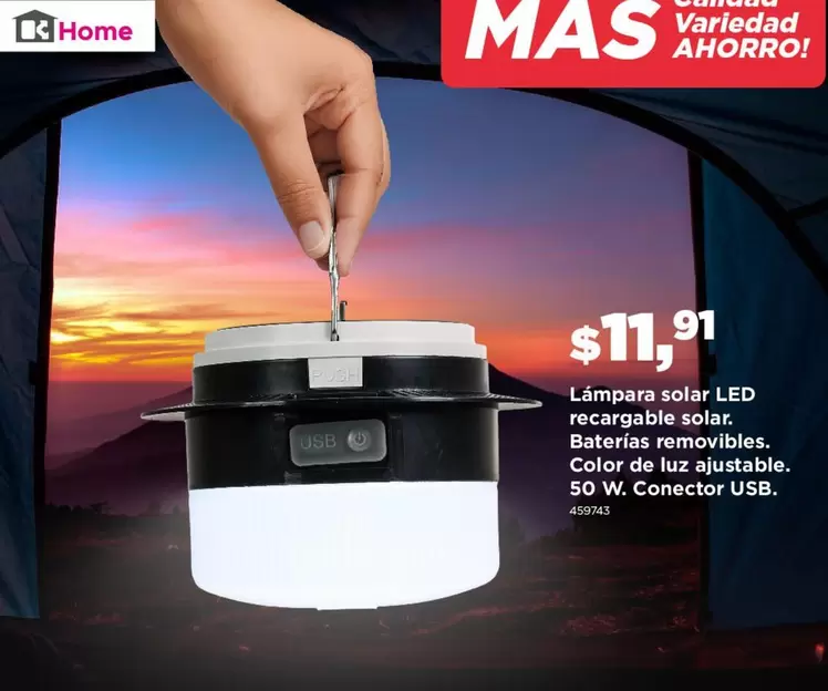 Lámpara solar LED recargable solar