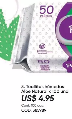 Toallitas húmedas Aloe Natural x 100 und