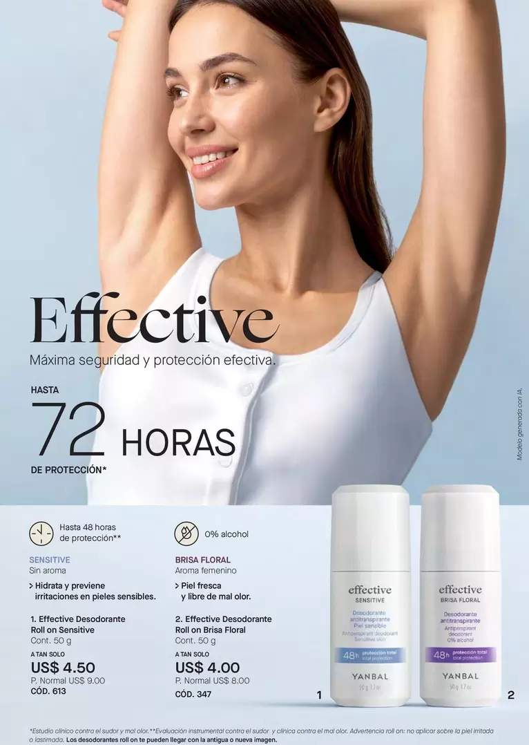 Yanbal - Effective Deodorante Roll on Sensitive, Effective Deodorante Roll on Brisa Floral