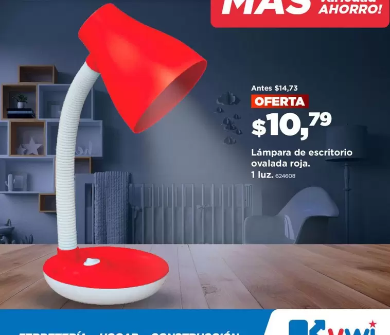 Lámpara de escritorio ovalada roja
