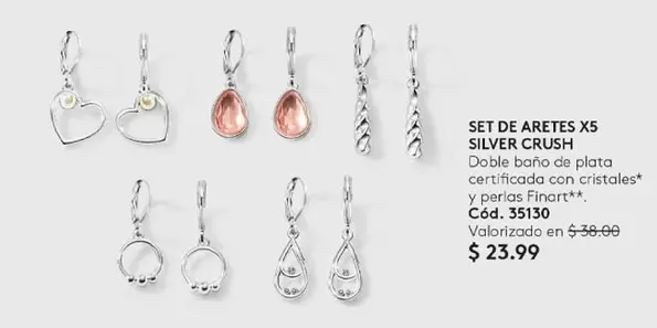Crush - SET DE ARETES X5 SILVER CRUSH
