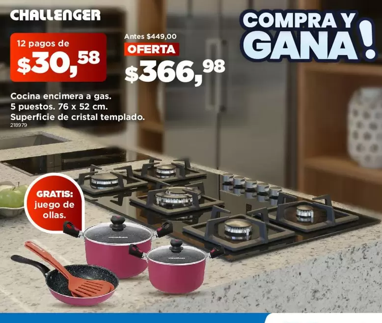 Cocina encimera a gas
