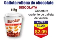 Galleta rellena de chocolate