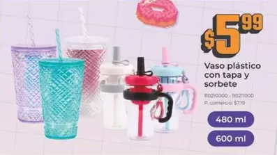 Vaso plástico con tapa y sorbete