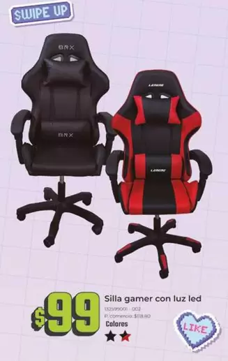 Silla gamer con luz led