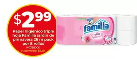 Familia - Papel higiénico triple hoja jardín de primavera 26 m pack por 8 rollos