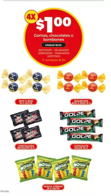 Gomas, chocolates o bombones