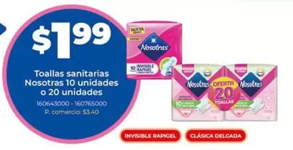 Toallas sanitarias 10 unidades o 20 unidades