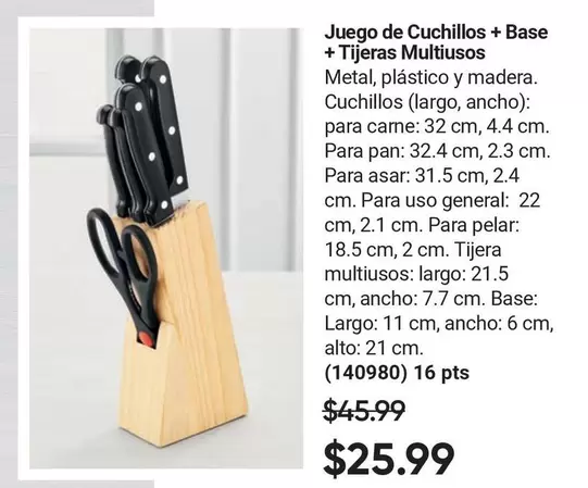 Juego de Cuchillos + Base + Tijeras Multiusos