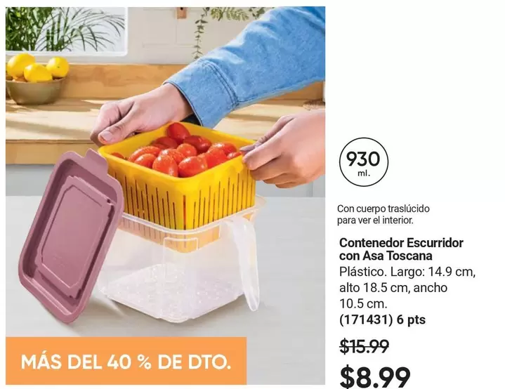 Contenedor Escurridor con Asa Toscana