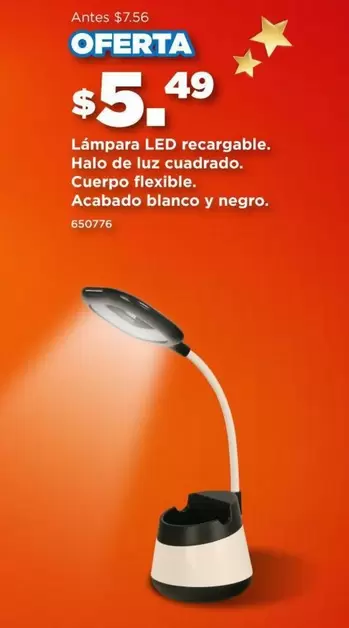 Negro - Lámpara LED recargable