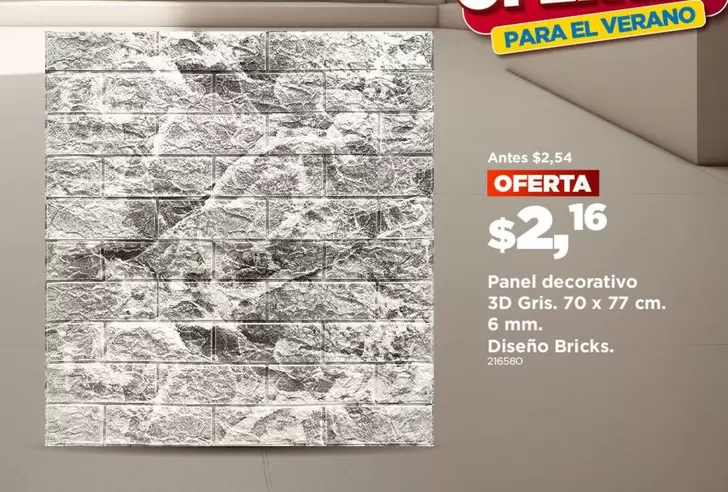 Panel decorativo 3D Gris