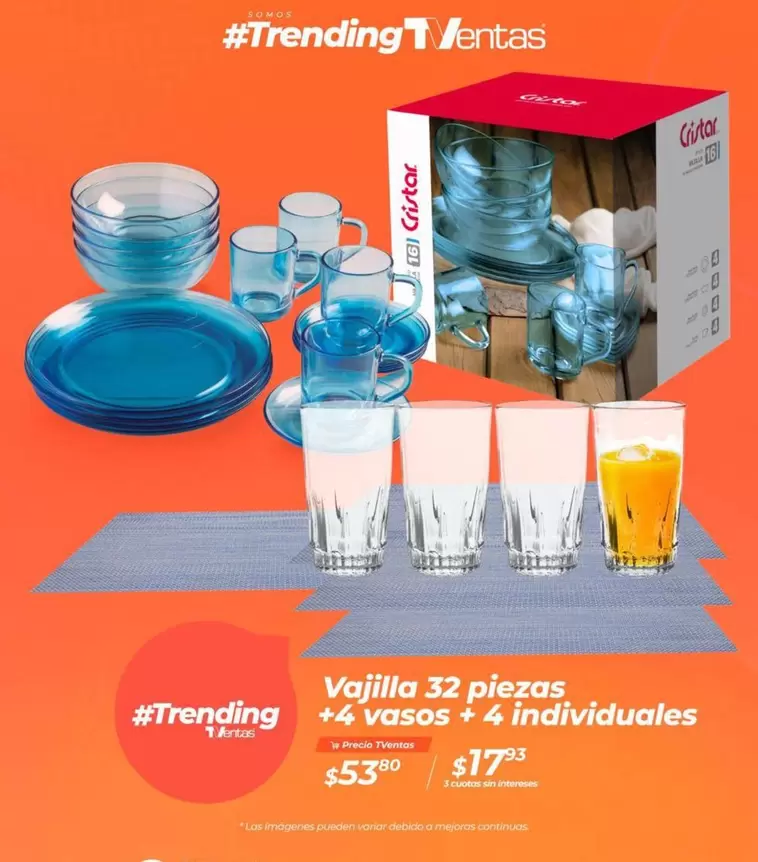 Imágenes - Vajilla 32 piezas +4 vasos + 4 individuales