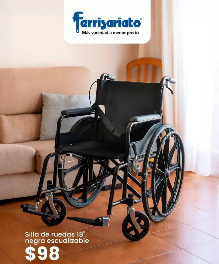 Silla de ruedas 18", negra escualizable