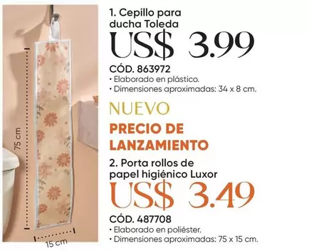 Porta - Cepillo para ducha Toleda,  rollos de papel higiénico Luxor