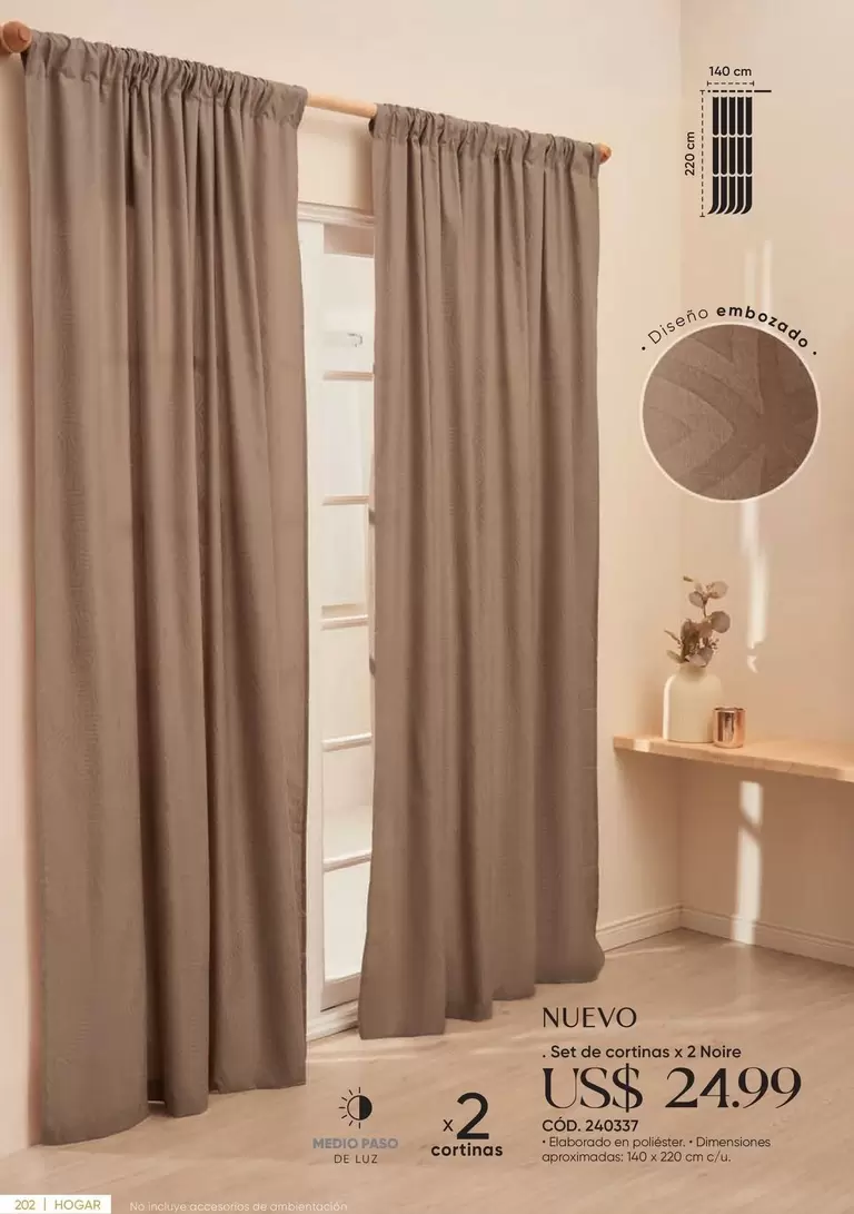 Set de cortinas x 2.10mts
