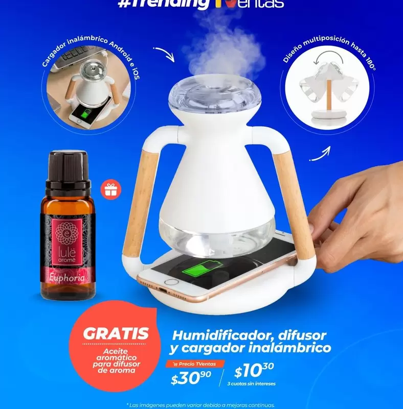 Android - Humidificador, difusor y cargador inalámbrico