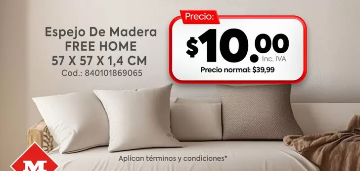 Free - Espejo De Madera FREE HOME 57 X 57 X 1,4 CM