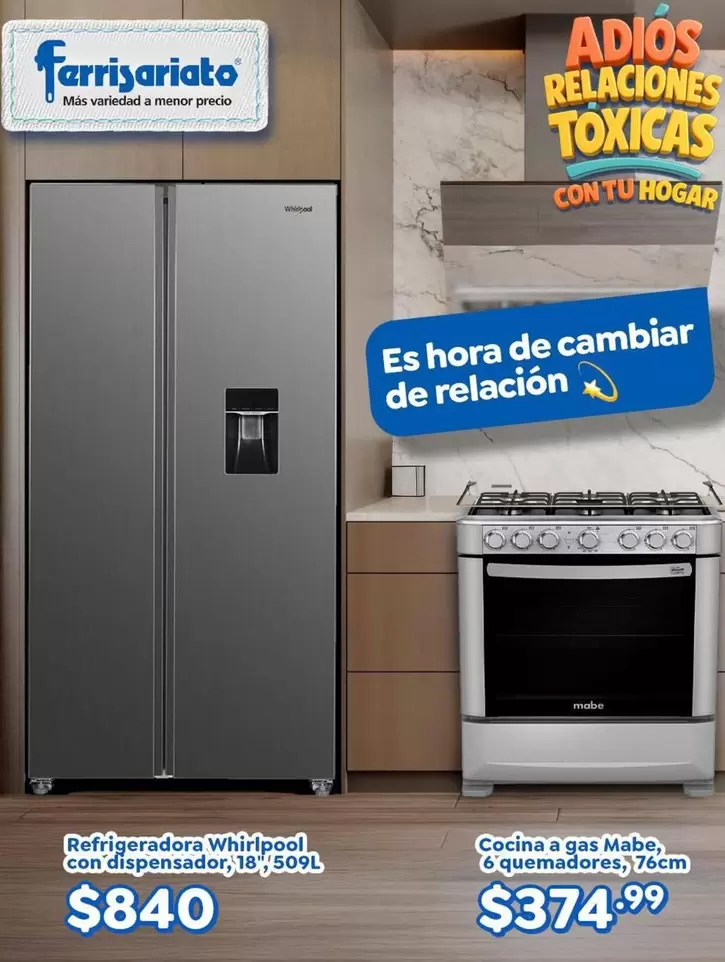 Whirlpool - Refrigeradora con dispensador, Cocina a gas