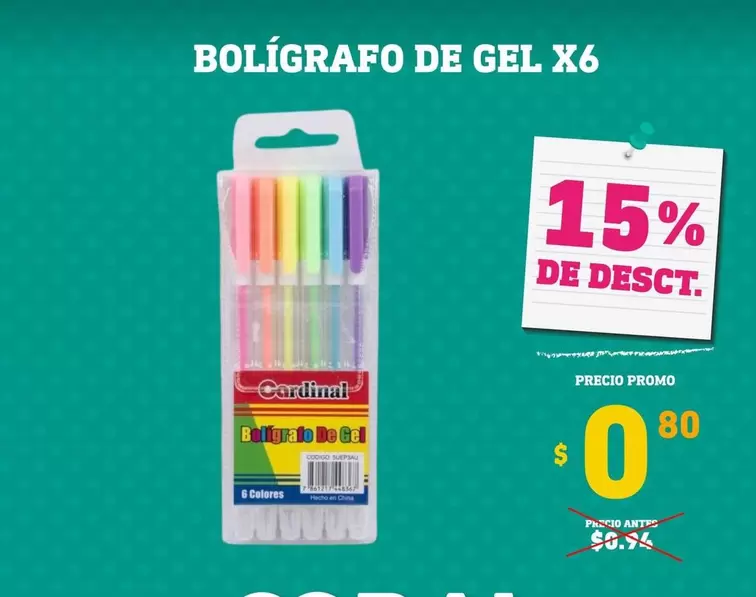 BOLÍGRAFO DE GEL X6