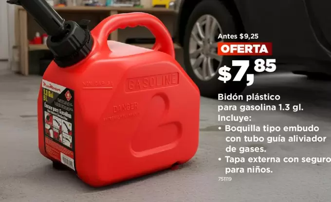 Bidón plástico para gasolina 1.3 gl