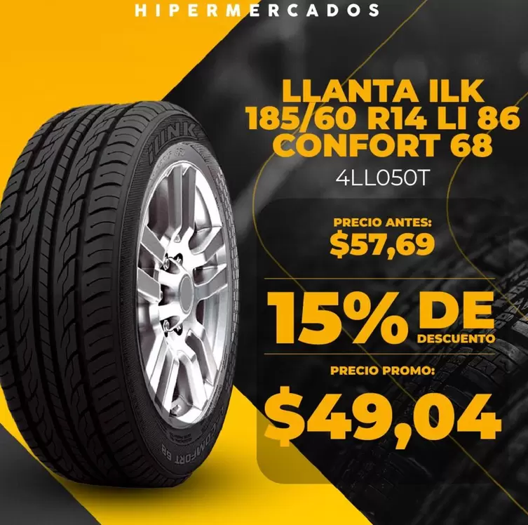 LLANTA ILK 185/60 R14 LI 86 CONFORT 68 4LL050T