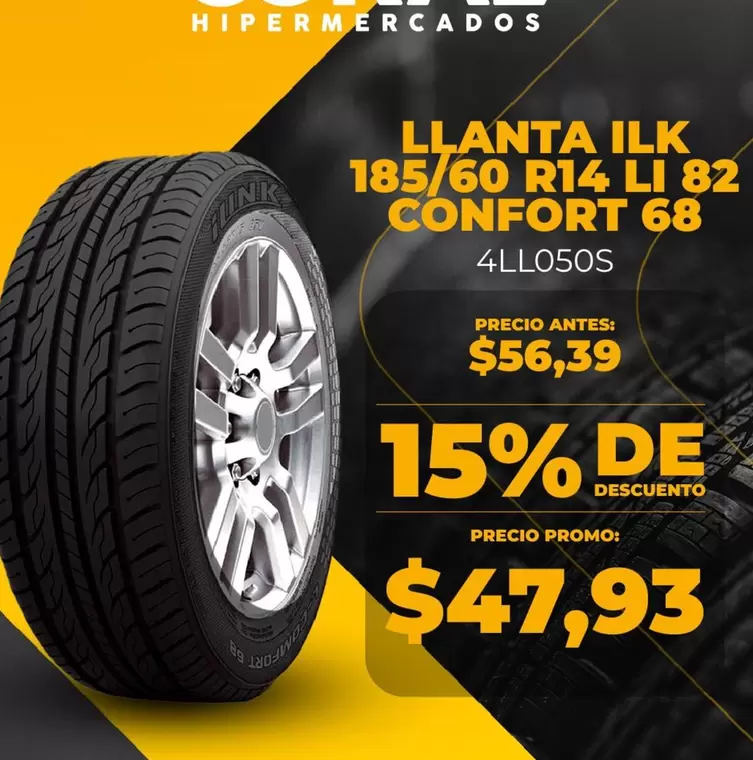 LLANTA ILK 185/60 R14 LI 82 CONFORT 68 4LL050S