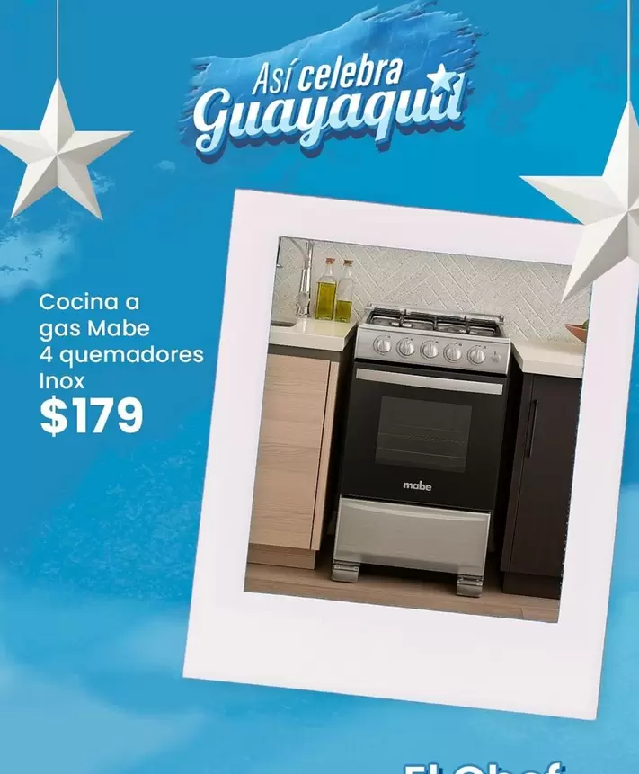 Cocina a gas 4 quemadores Inox