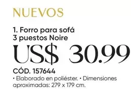 Forro para sofá 3 puestos Noire