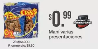 Maní varias presentaciones