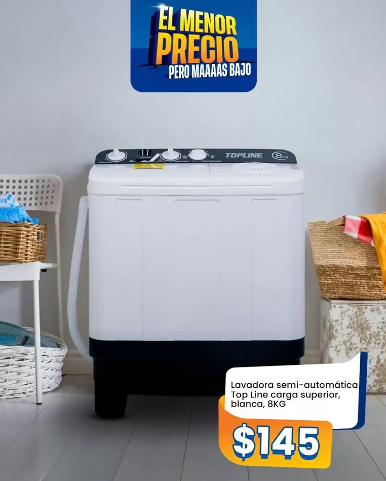 Blanca - Lavadora semi-automática Top Line carga superior, blanca, 8KG