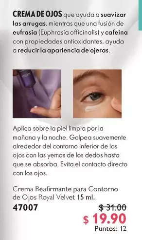 Crema Reafirmante para Contorno de Ojos Royal Velvet
