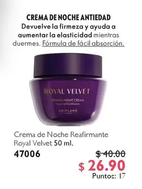 Oriflame - Crema de Noche Reafirmante Royal Velvet 50 ml. 47006