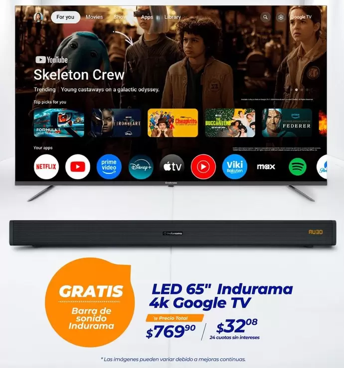 Indurama - LED 65" 4k Google TV