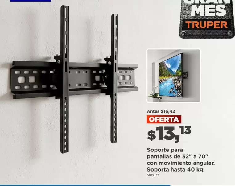 Soporte para pantallas de 32" a 70" con movimiento angular.