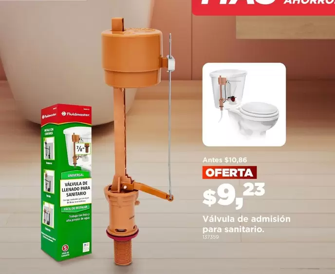 Válvula de admisión para sanitario.