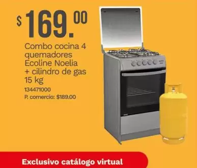 Virtual - Combo cocina 4 quemadores Ecoline Noelia + cilindro de gas 15 kg