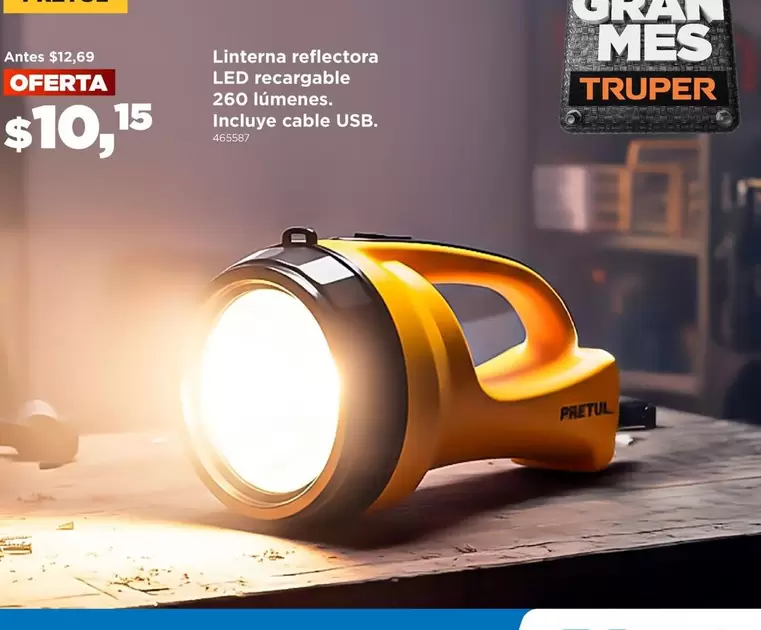 Linterna reflectora LED recargable