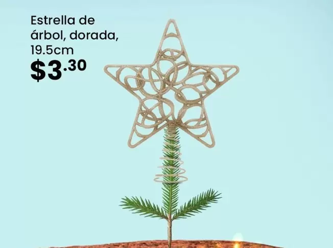 Estrella -  de árbol, dorada, 19.5cm