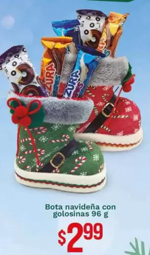 Bota navideña con golosinas