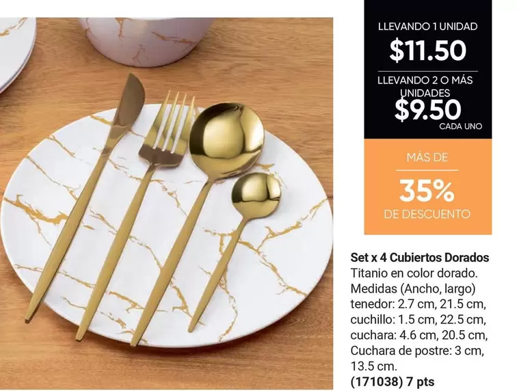 uno - Set x 4 Cubiertos Dorados