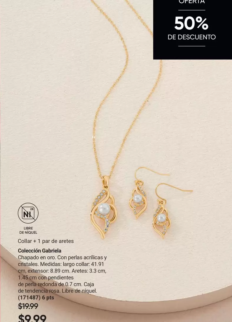 Rosa - Collar + 1 par de aretes