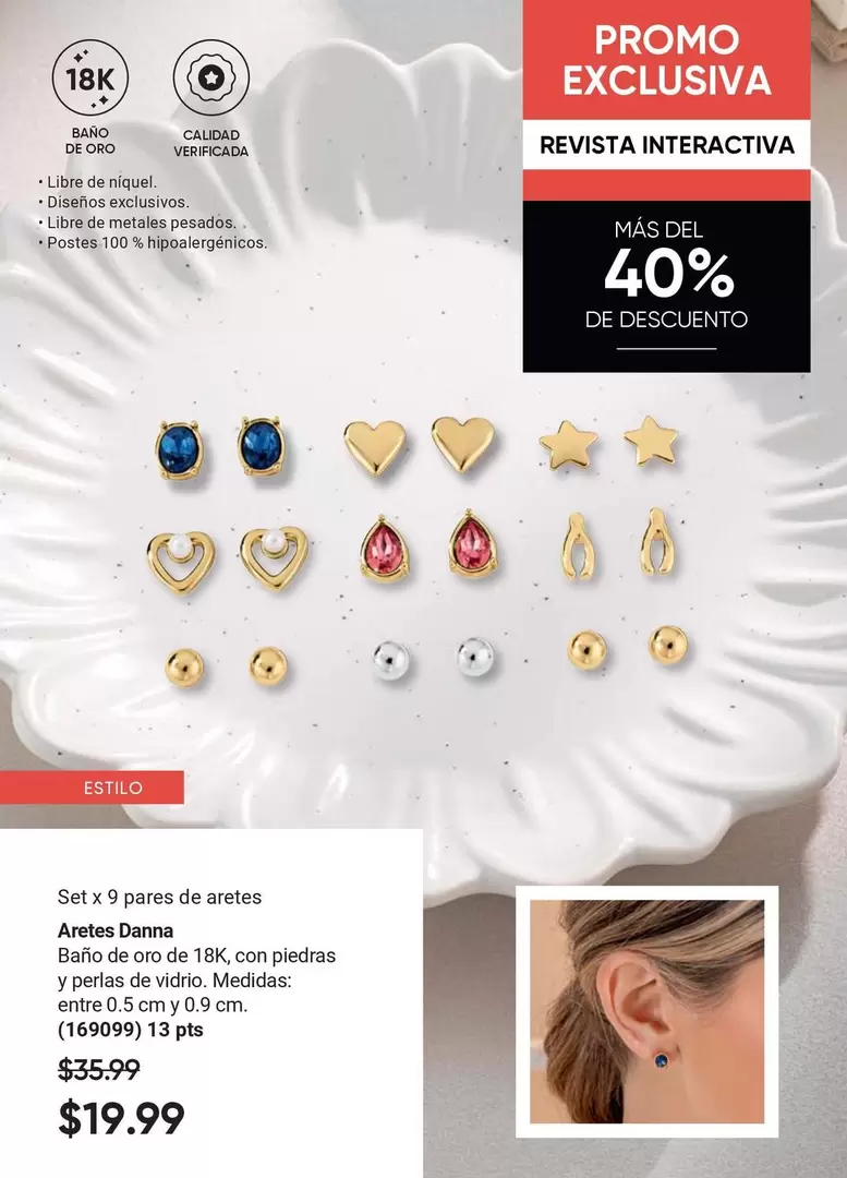 Set x 9 pares de aretes